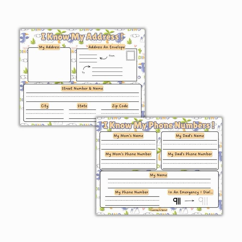 I Know My Address Sheet