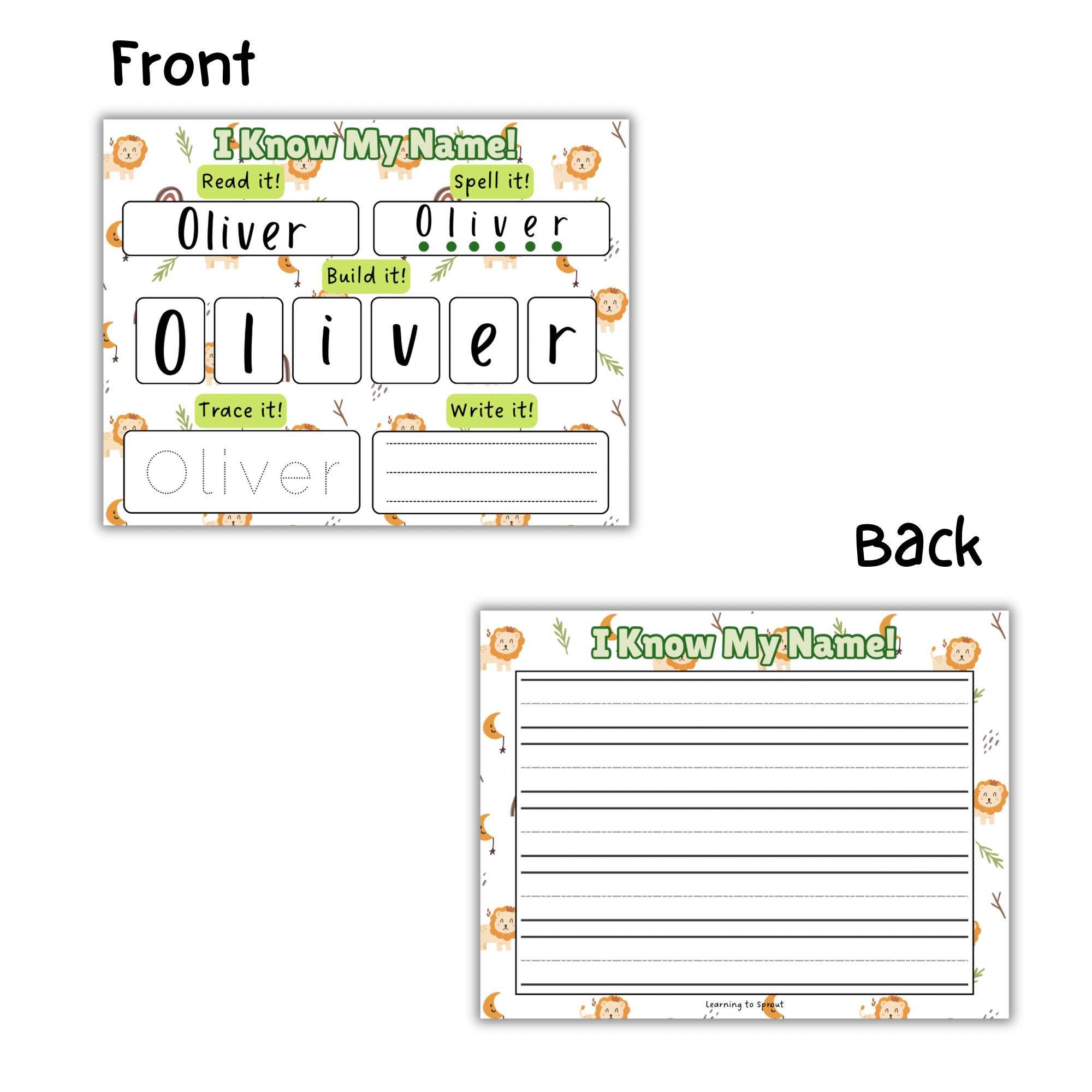 Personalized I Know My Name Sheet