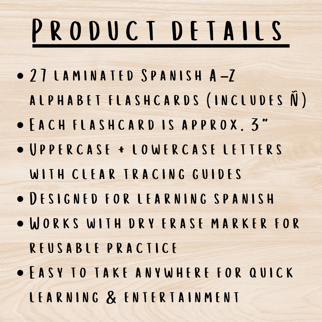 Spanish Alphabet Tracing Flashcards