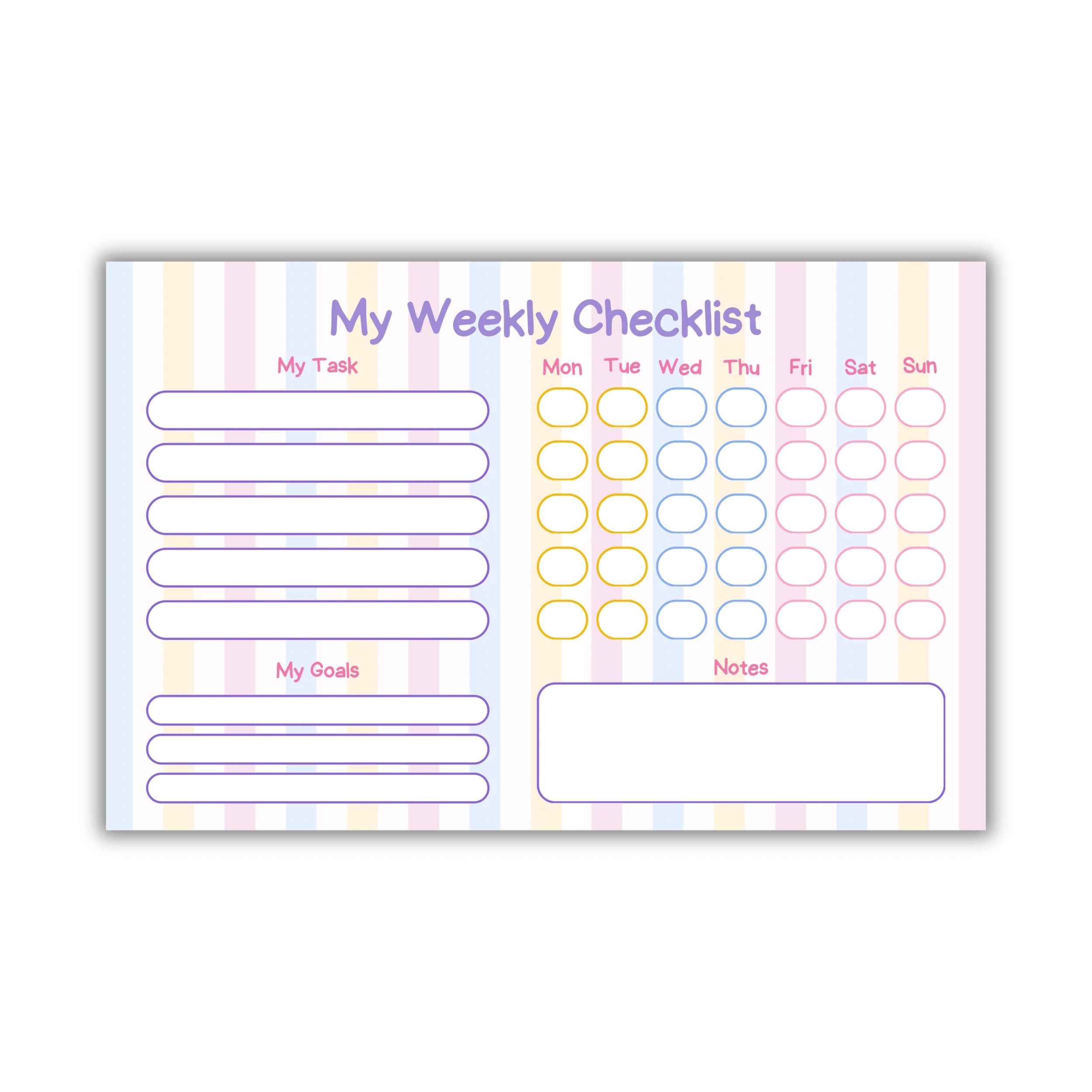 Weekly Checklist Notepad
