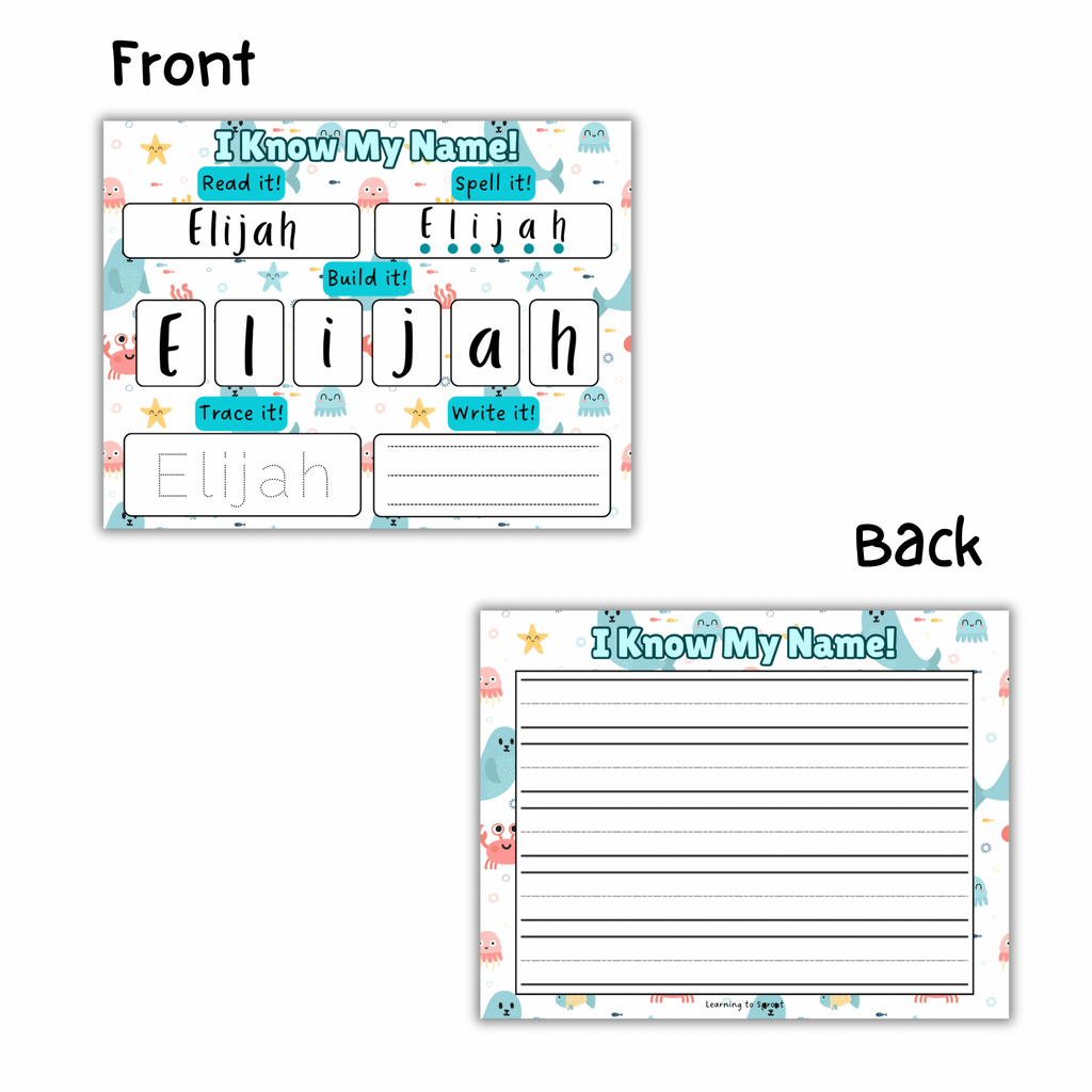 Personalized I Know My Name Sheet
