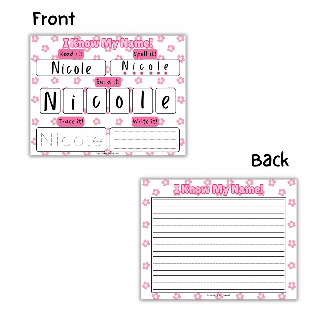 Personalized I Know My Name Sheet