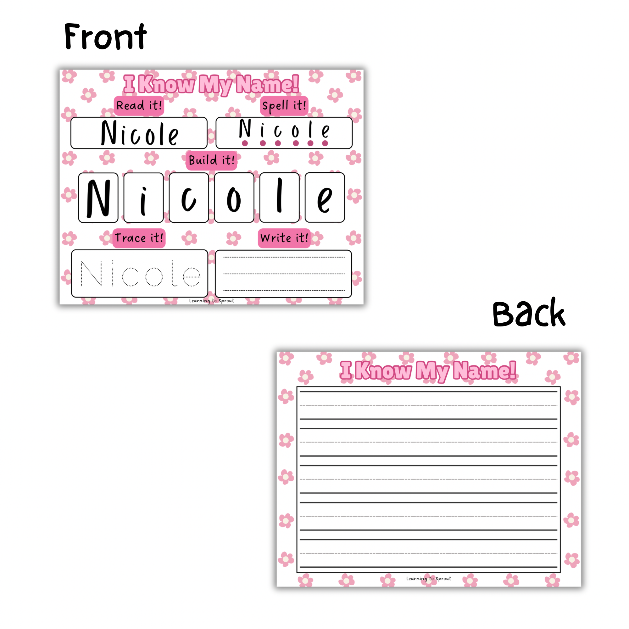 Personalized I Know My Name Sheet