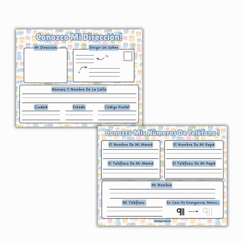 Spanish I Know My Address Sheet