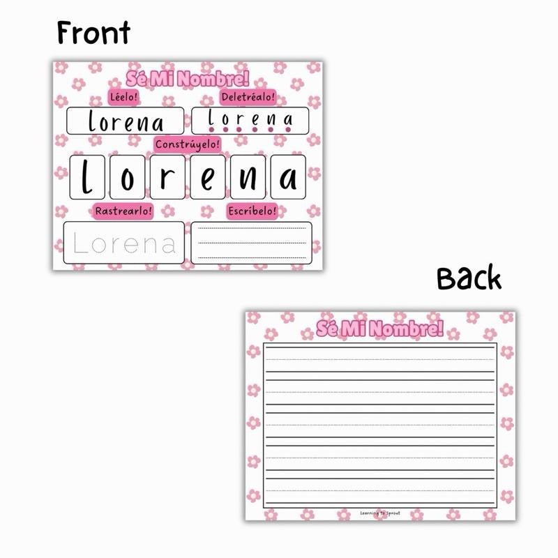 Spanish Personalized I Know My Name Sheet