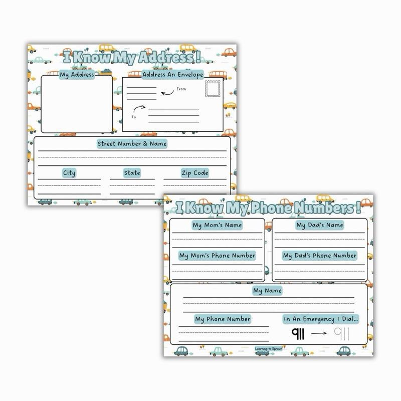 I Know My Address Sheet
