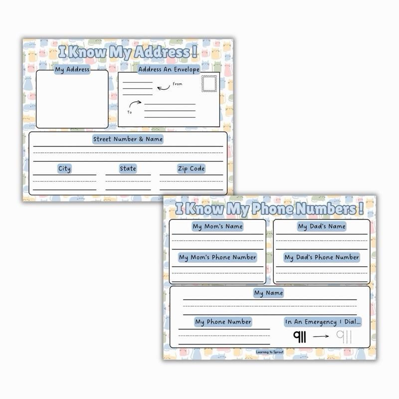 I Know My Address Sheet