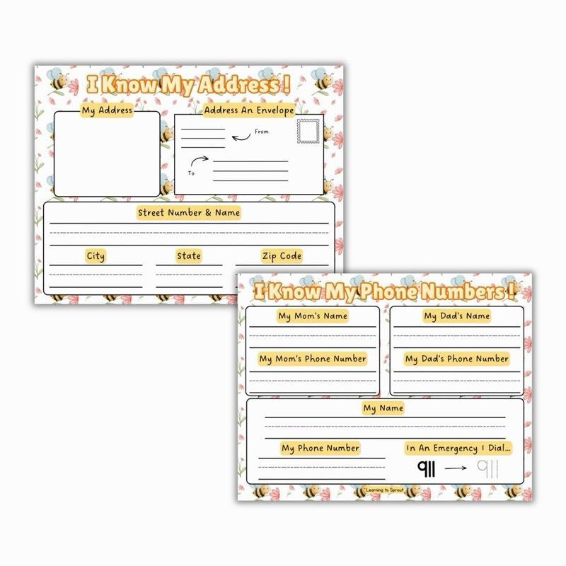 I Know My Address Sheet
