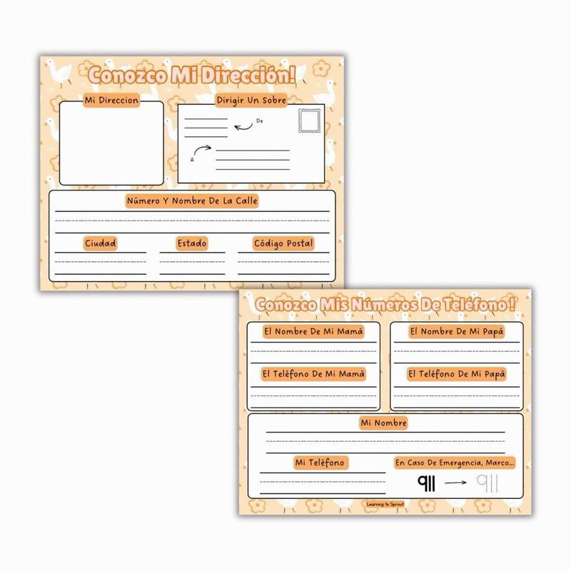 Spanish I Know My Address Sheet