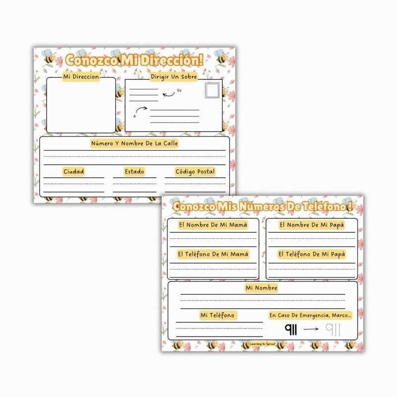 Spanish I Know My Address Sheet