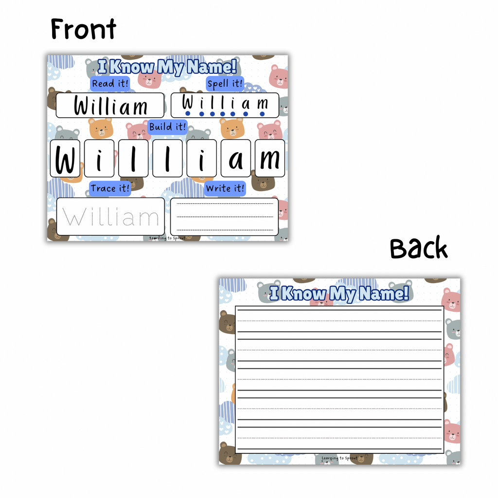 Personalized I Know My Name Sheet